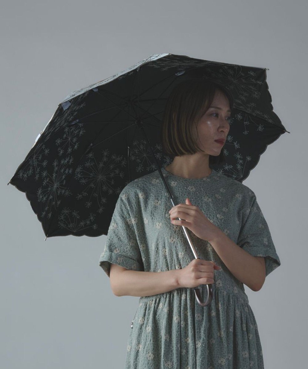 AND WOOL 〈一級遮光生地・晴雨兼用〉フェンネル刺繍の日傘 （長傘タイプ） 
