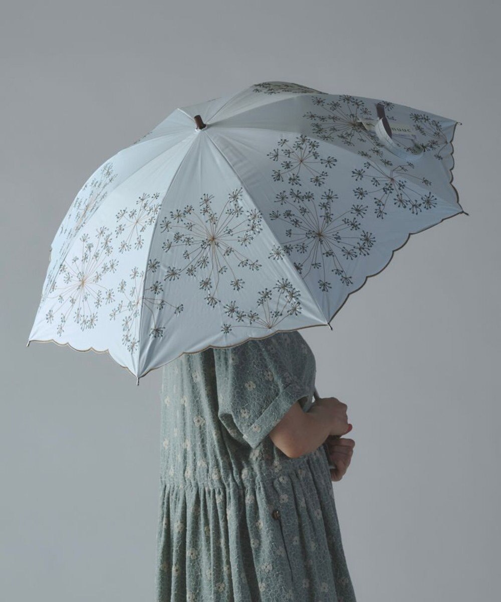 AND WOOL 〈一級遮光生地・晴雨兼用〉フェンネル刺繍の日傘 （長傘タイプ） 