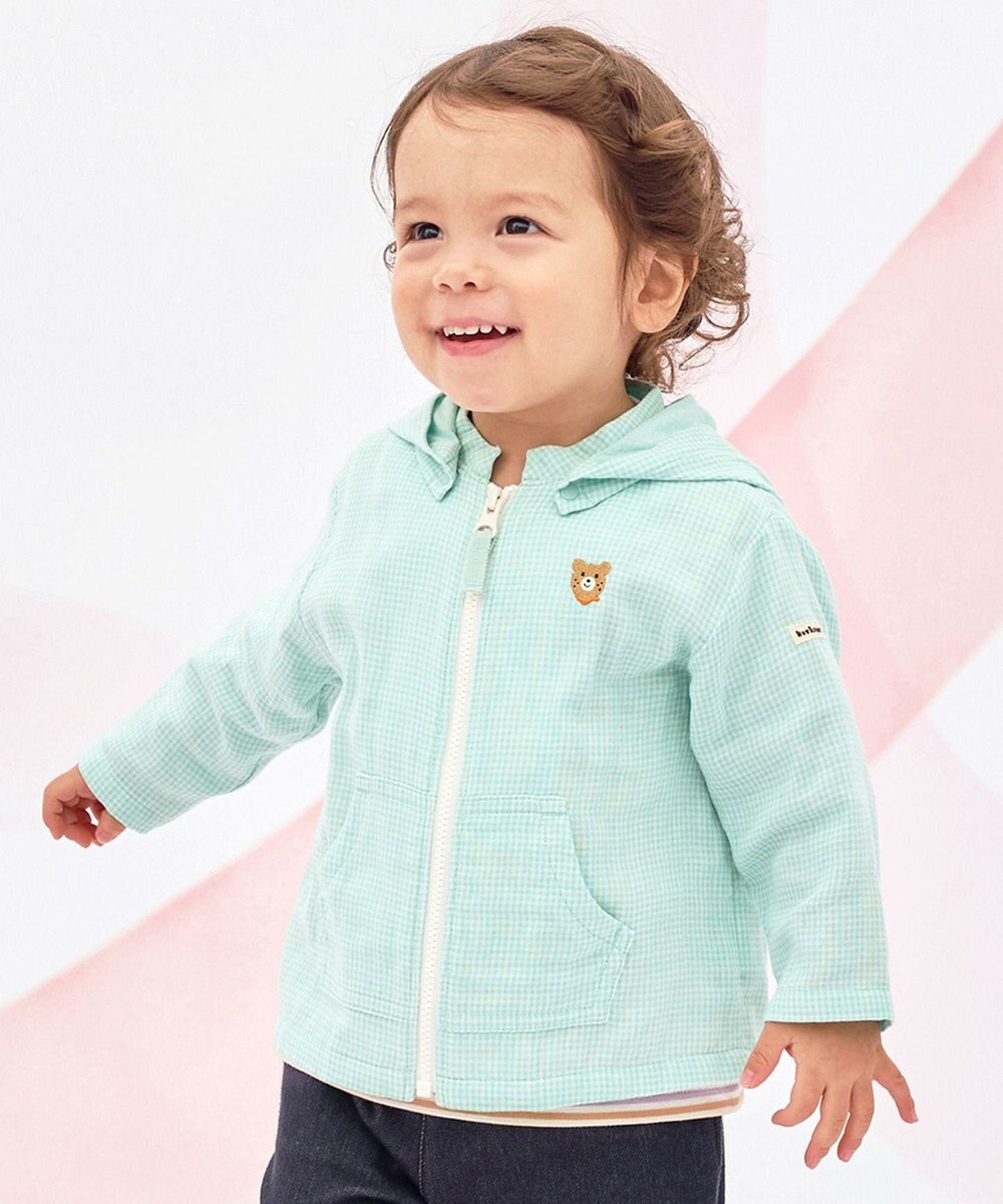 MIKI HOUSE HOT BISCUITS 【80-120cm】二重織ガーゼ素材 パーカ 