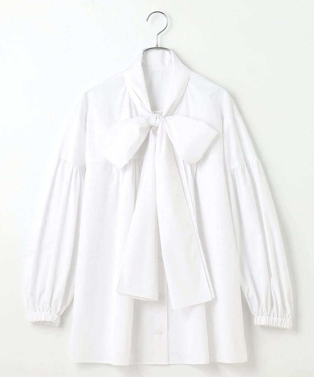 #Newans 【シワになりにくい/洗濯機可能/袖ゴム】ビッグリボンブラウス 