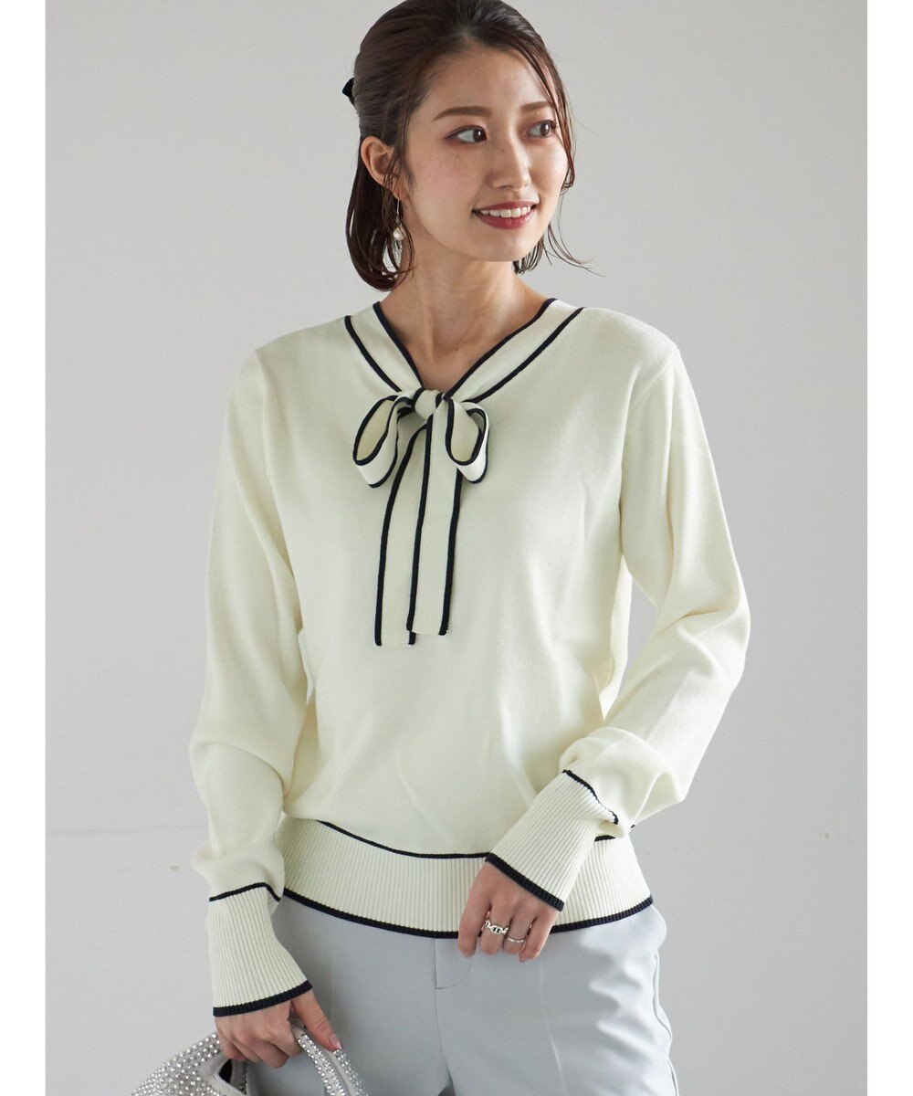 Te chichi 前後2WAYボウタイニットプルオーバー 