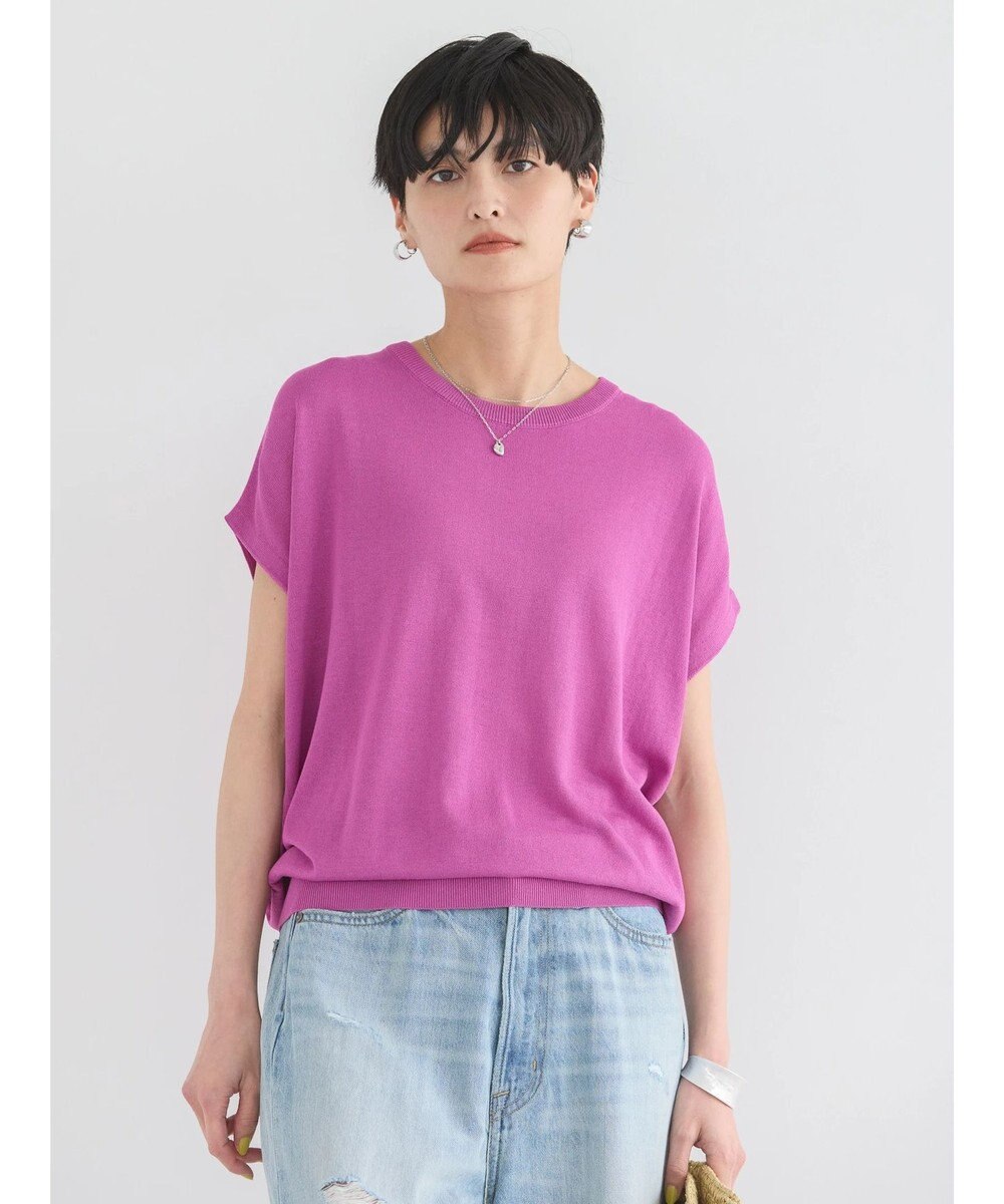 AMERICAN HOLIC 接触冷感フレンチスリーブニットプルオーバー 