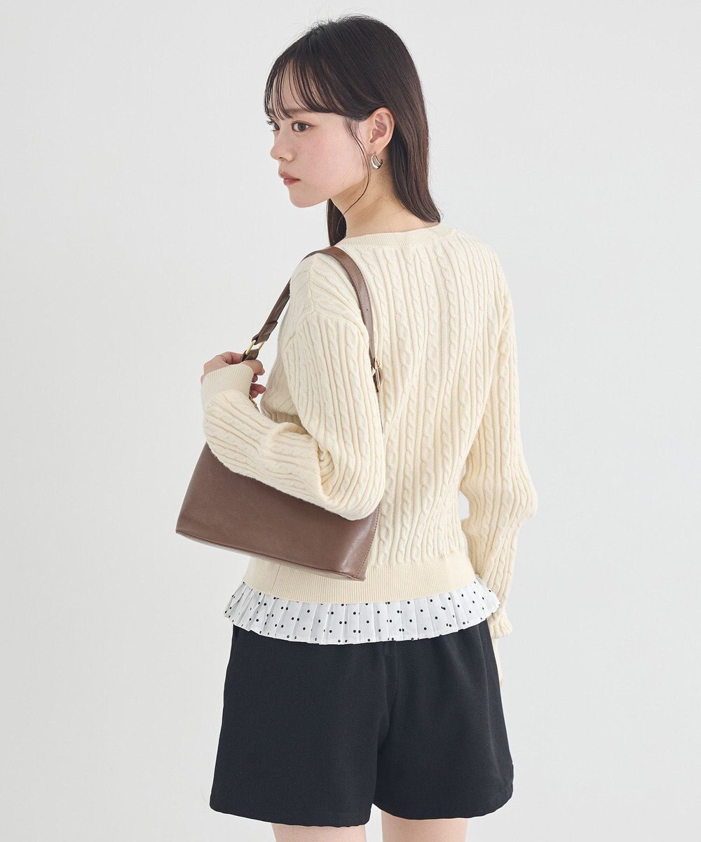 earth music&ecology 【予約】プリーツレイヤーケーブルニットカーディガン 