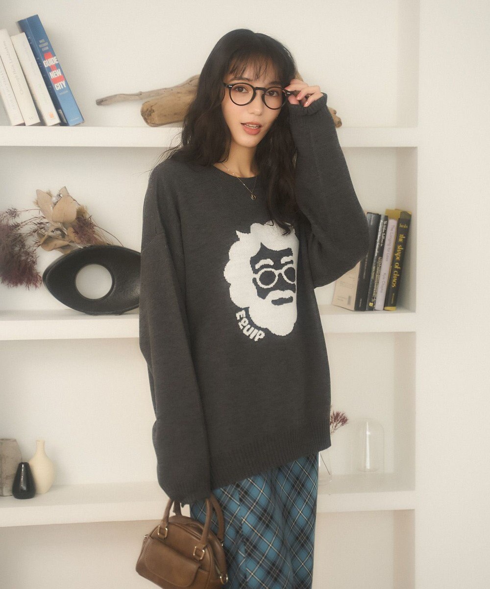 WEGO 【新色追加/ユニセックス着用ITEM/SMLサイズ展開】ジャガードグラフィックプルオーバー（LS） 