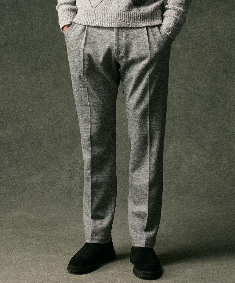 JOSEPH ABBOUD 【キングサイズ・軽量/ストレッチ/尾州産ジャージー素材】ウールミルドジャージータック パンツ 