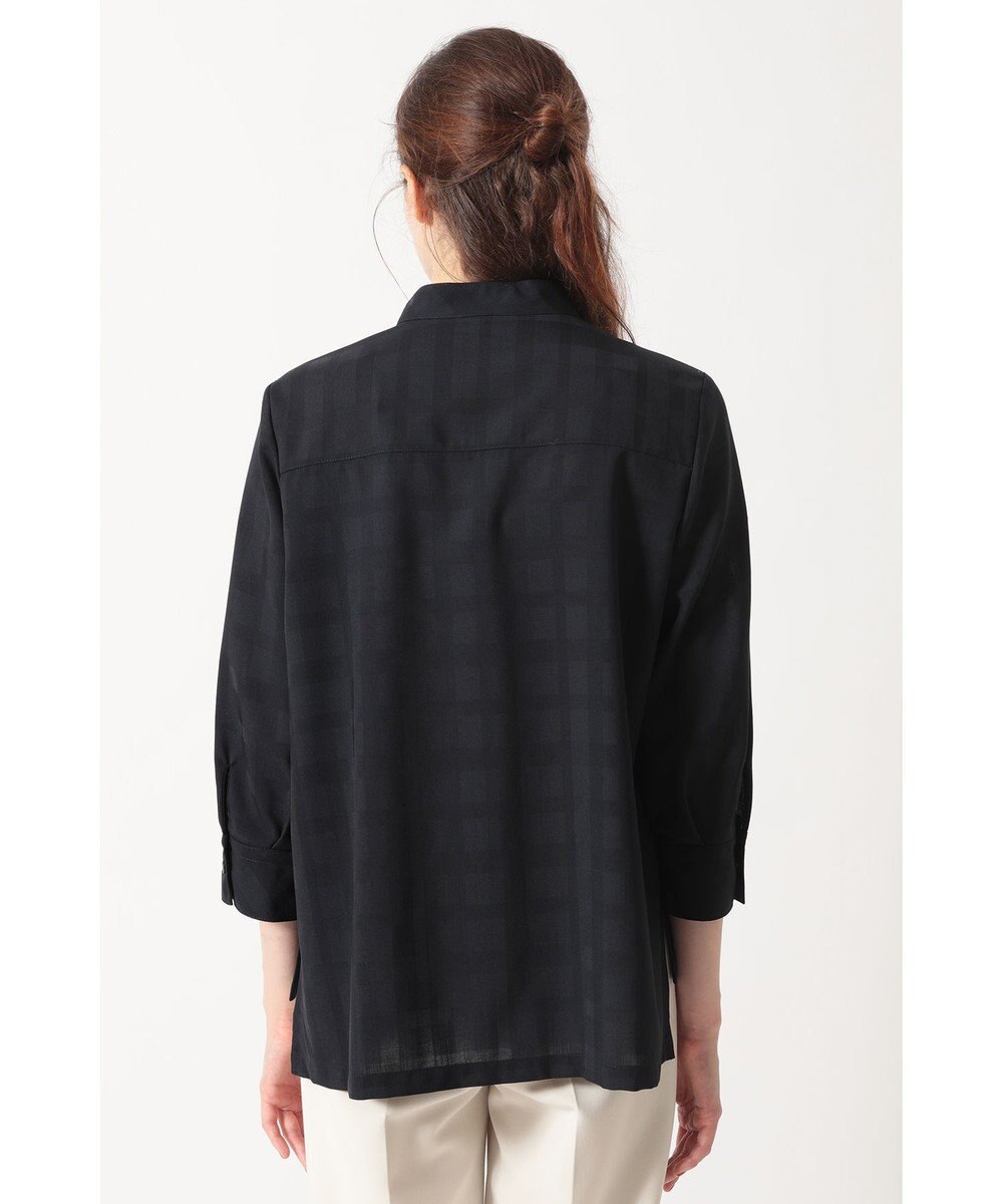 DAKS シャドーチェック 7分袖オーバーシャツ 