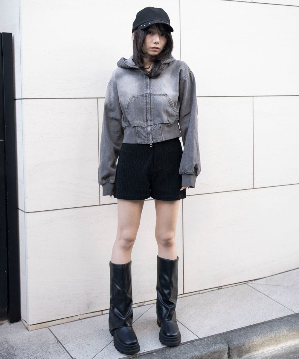 WEGO デニムショートフードブルゾン 