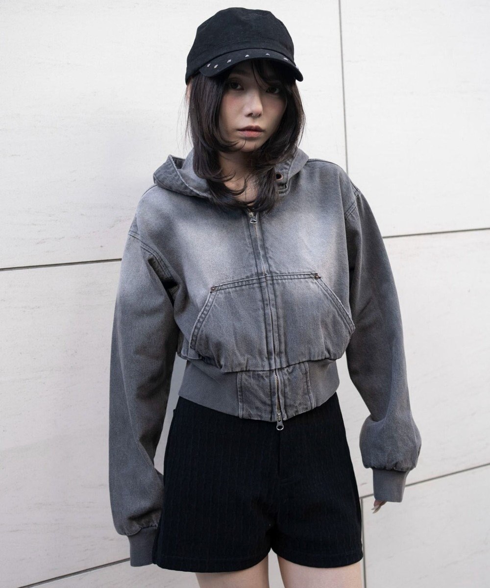 WEGO デニムショートフードブルゾン 