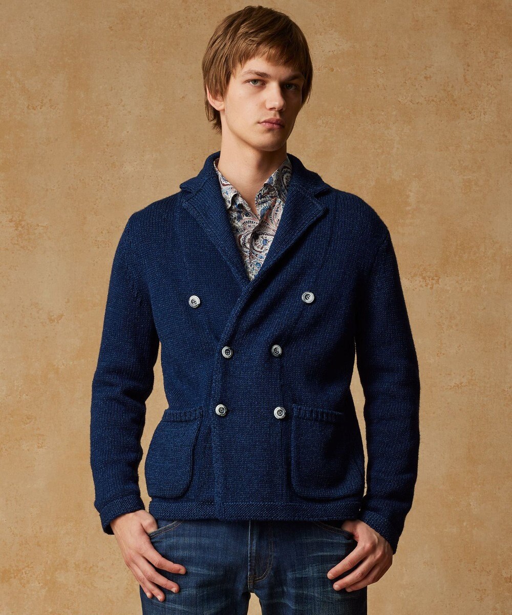 JOSEPH ABBOUD 【イタリア糸使用】コットンリリヤーン ニット ジャケット 