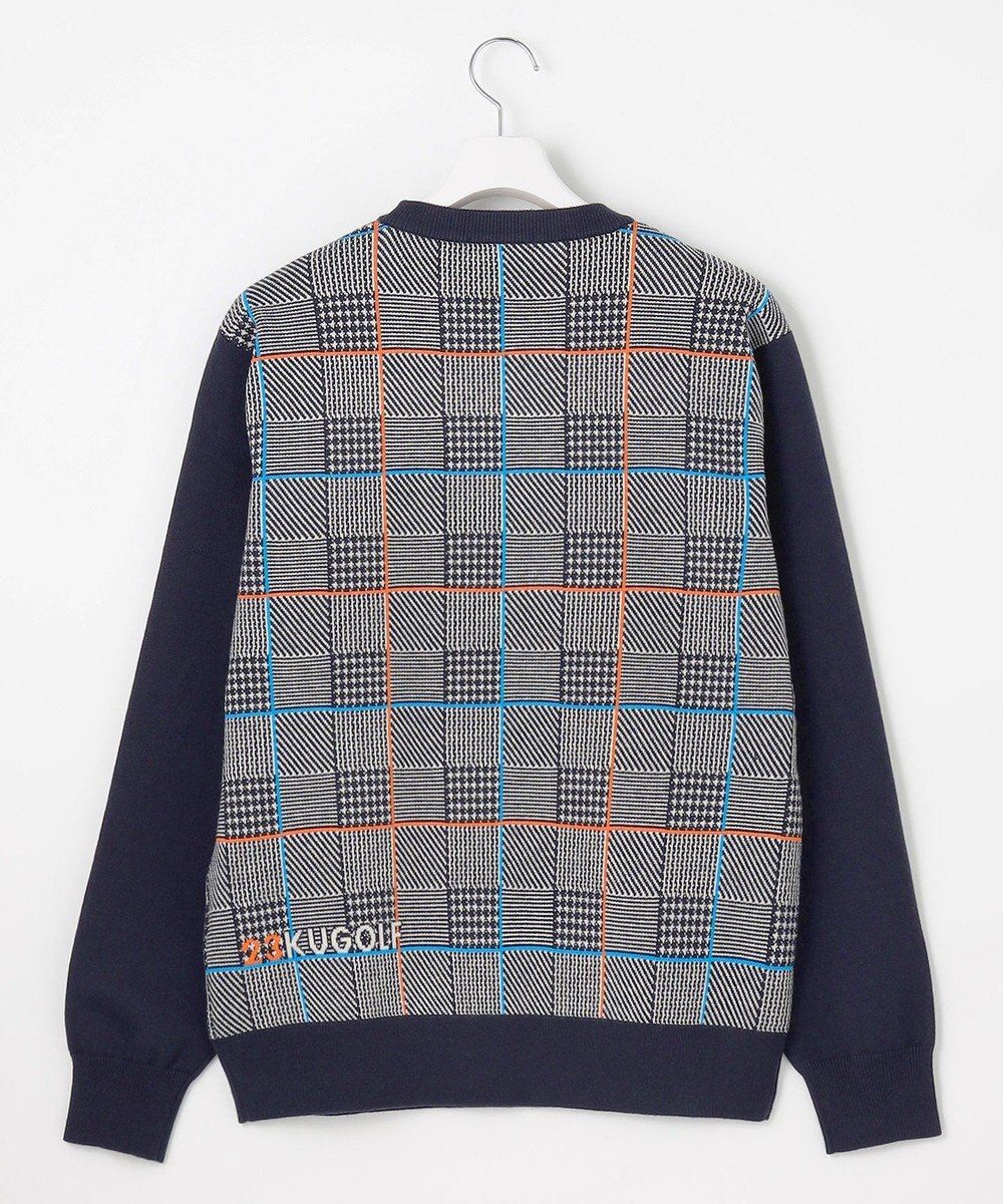 23区GOLF 【MEN】チェックジャガード　クルーネック  ニット 
