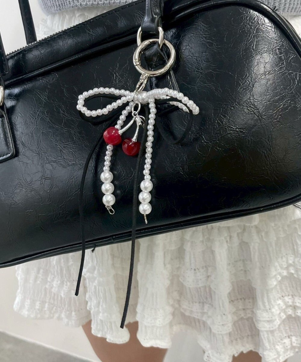 WEGO チェリーリボンビーズキーホルダー 