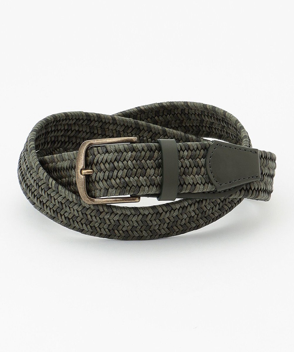 JOSEPH ABBOUD 【伸びる】ダブルメランジレザーメッシュ ベルト 