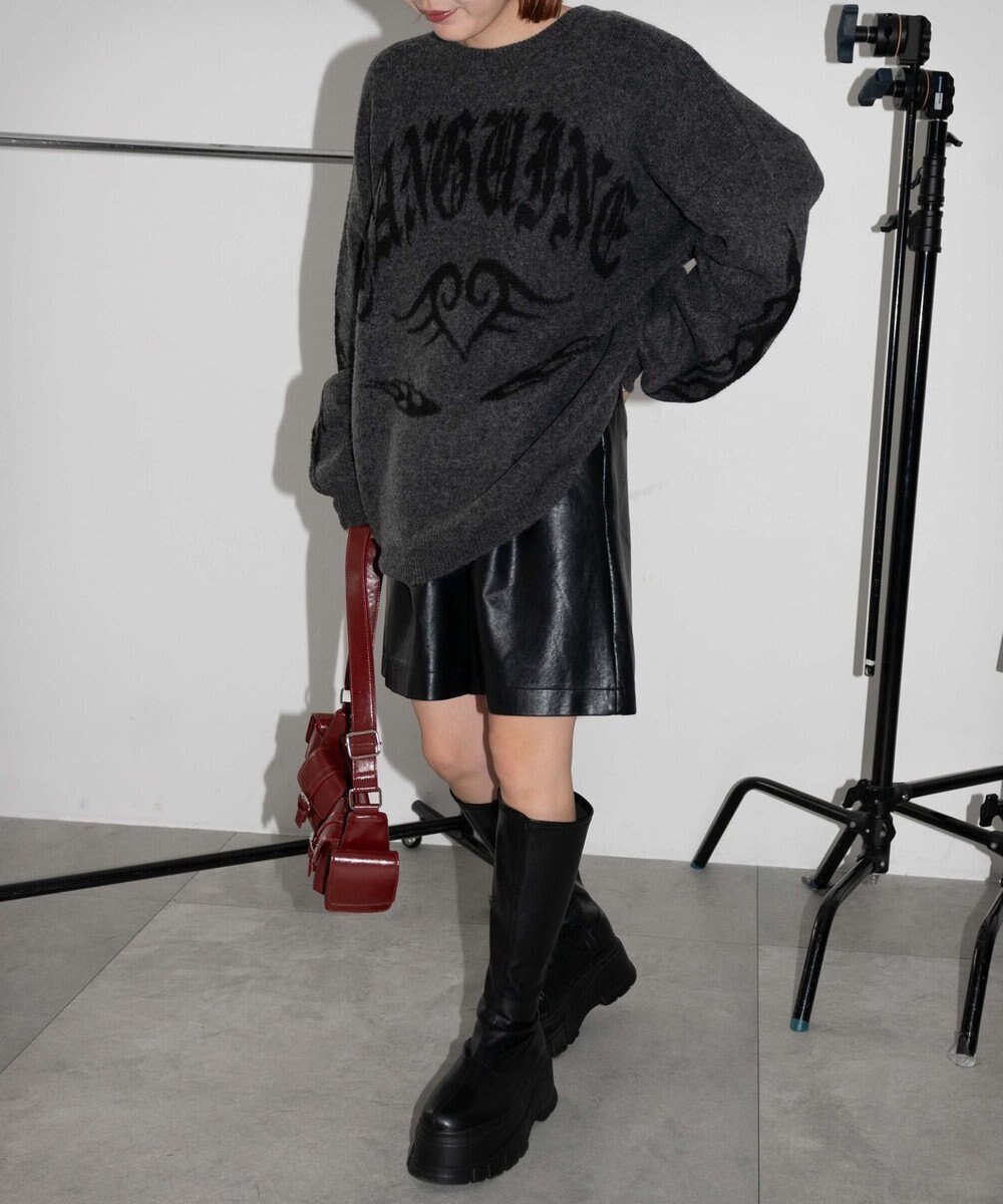 WEGO モチーフグラフィックフラッフィーニットプルオーバー 