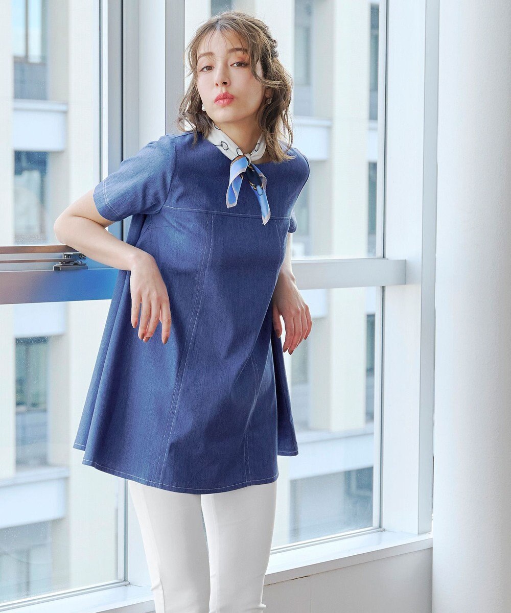 Tiaclasse 【洗える】デニムチュニックブラウス 