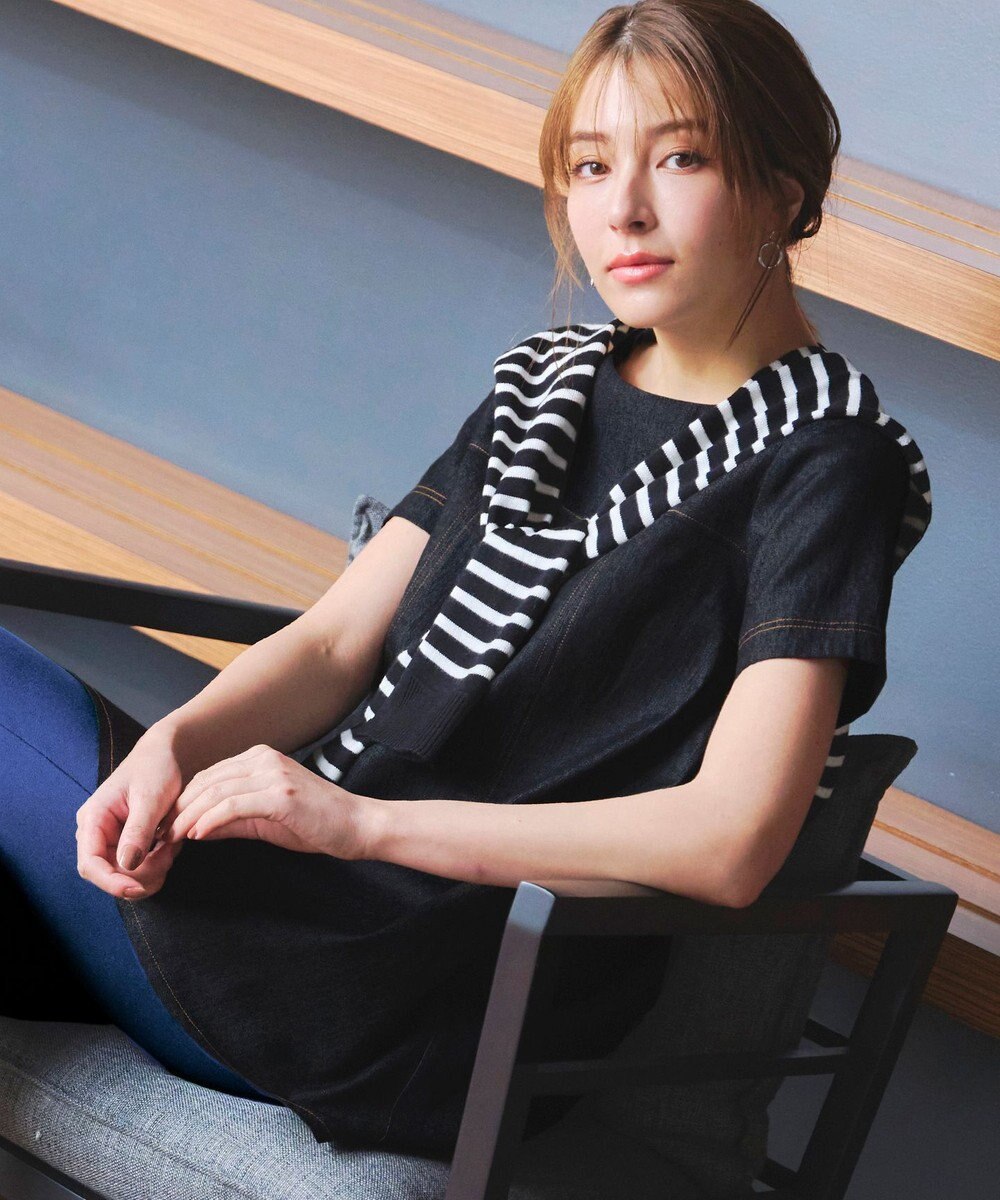 Tiaclasse 【洗える】デニムチュニックブラウス 