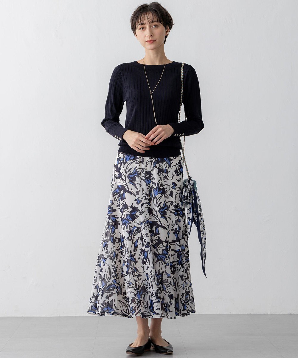 23区 ニュアンスフラワー プリント シルク スカーフ 