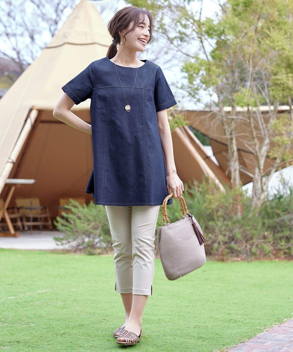 Tiaclasse 【洗える】デニムチュニックブラウス 