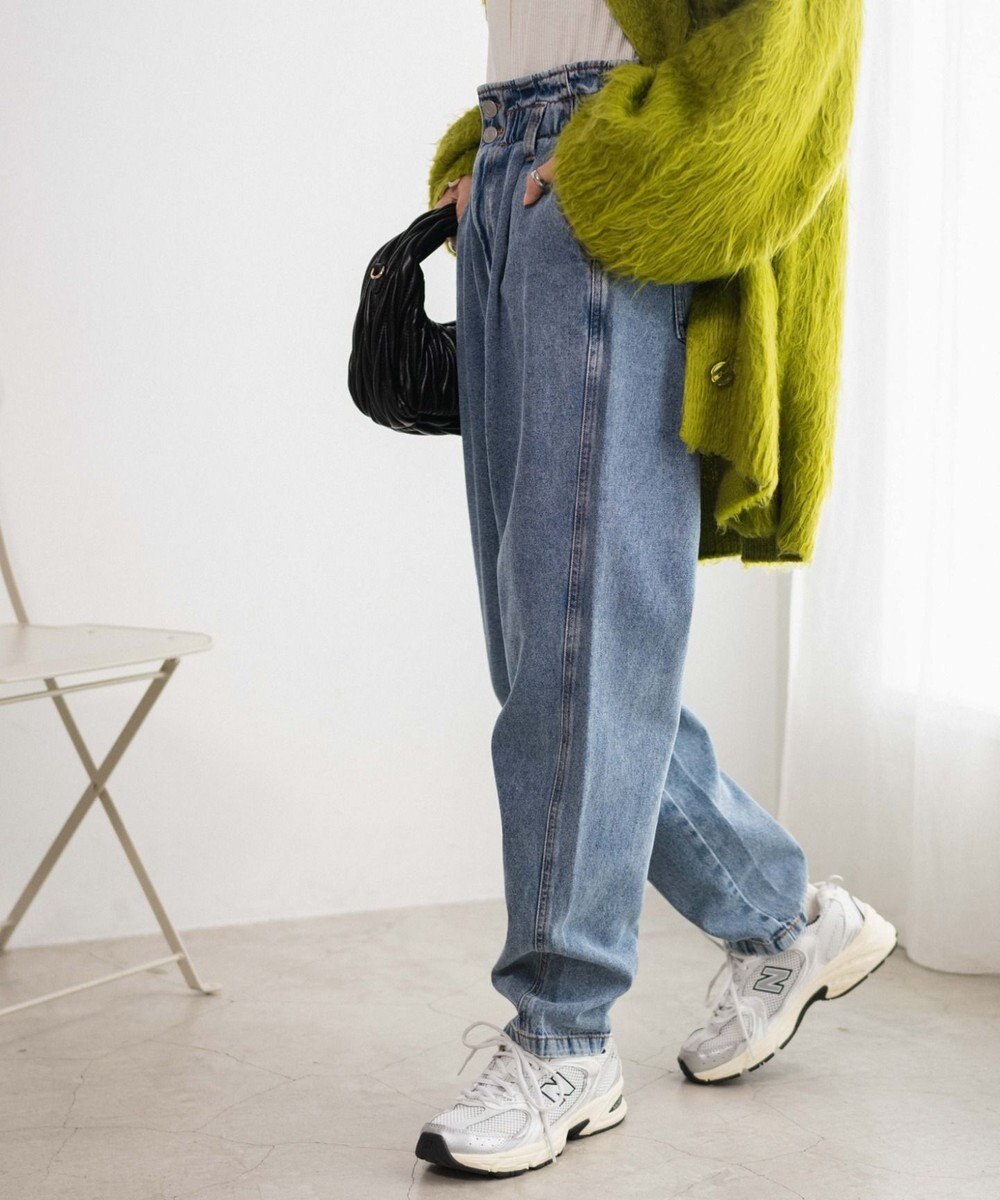 WEGO 【ウエストゴム】ウエストフリルデニムマムパンツ 