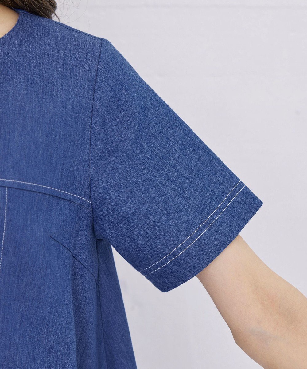 Tiaclasse 【洗える】デニムチュニックブラウス 