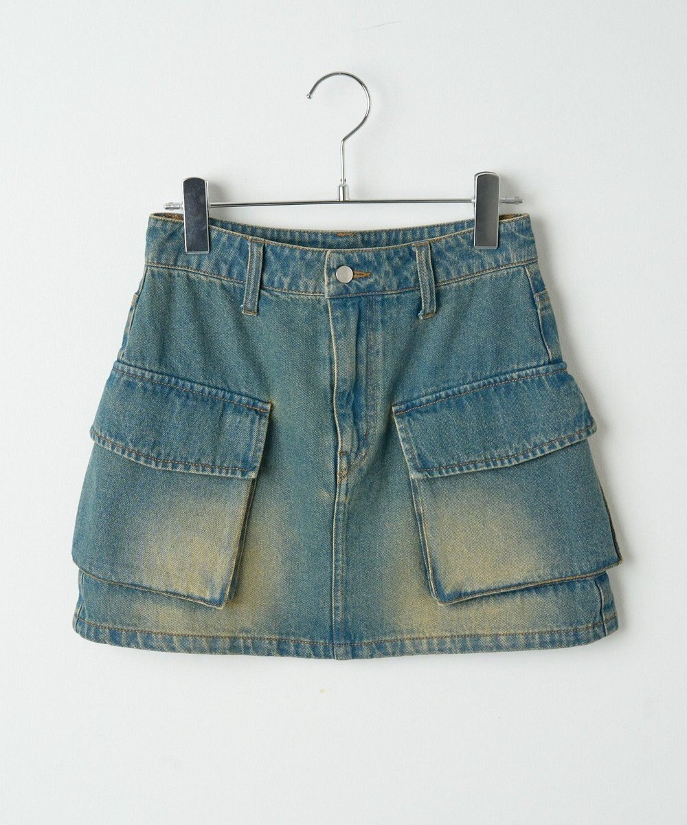 WEGO ヴィンテージウォッシュデニムカーゴミニスカート 