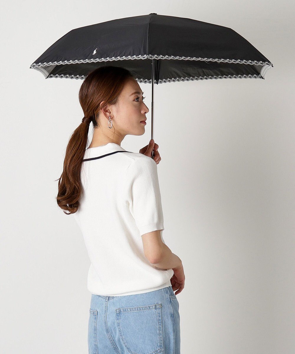 MOONBAT POLO RALPH LAUREN（ポロ ラルフローレン）晴雨兼用日傘 無地 刺繍 遮光率100% 遮熱 UV 