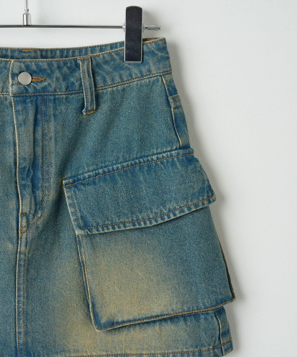 WEGO ヴィンテージウォッシュデニムカーゴミニスカート 
