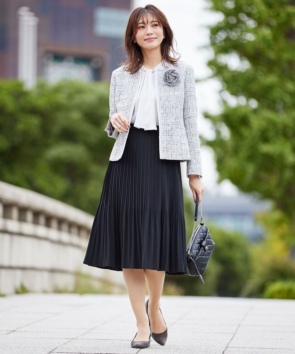 J.PRESS LADIES ファンシーツイード ノーカラー ジャケット 