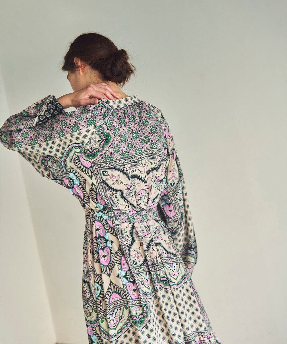 GRACE CONTINENTAL カフタンプリントロングワンピース 