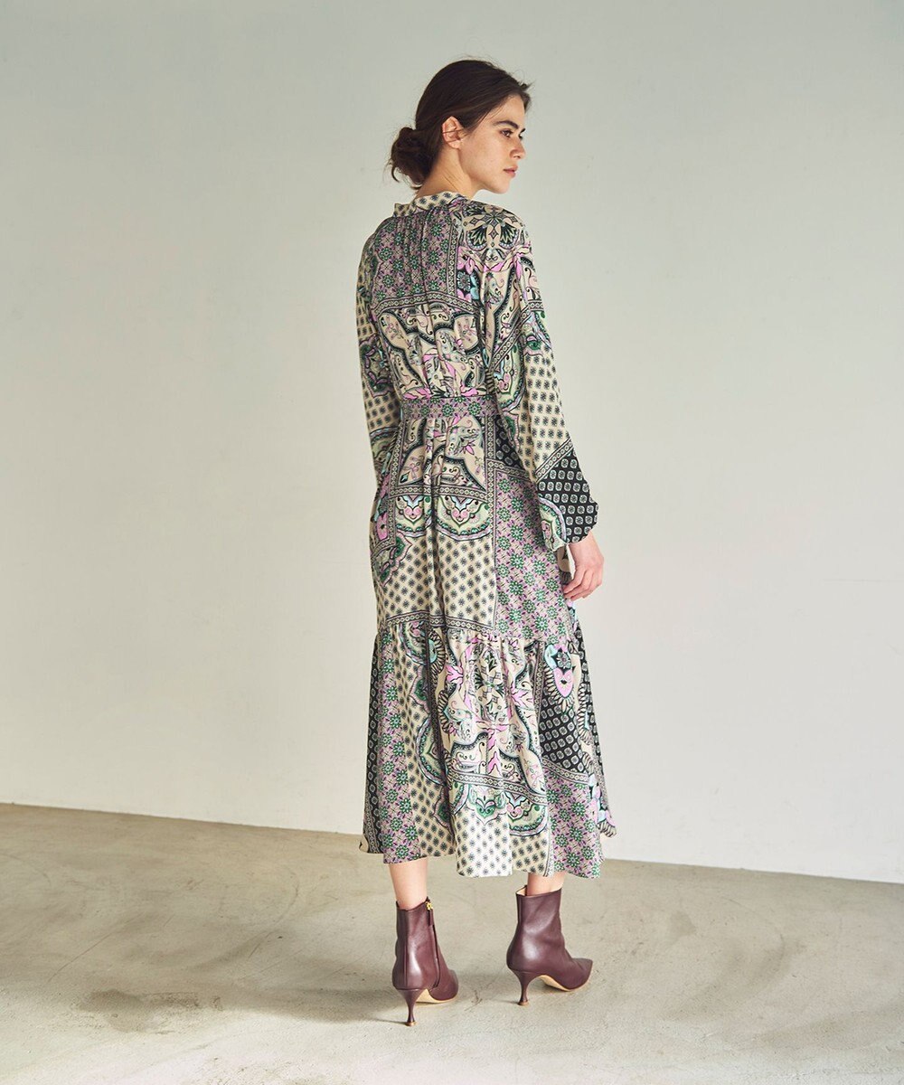 GRACE CONTINENTAL カフタンプリントロングワンピース 