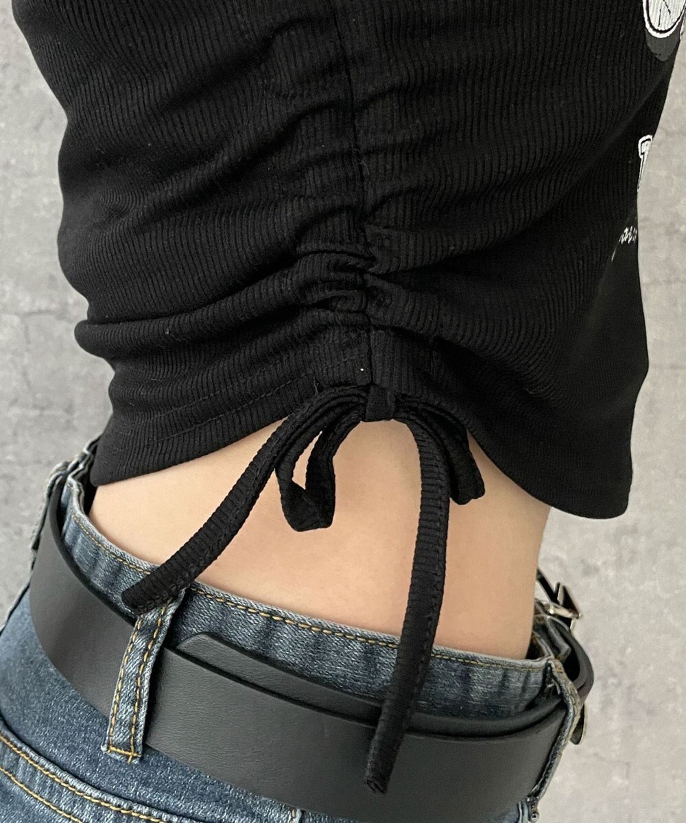 WEGO 配色サイドギャザーVネックT 