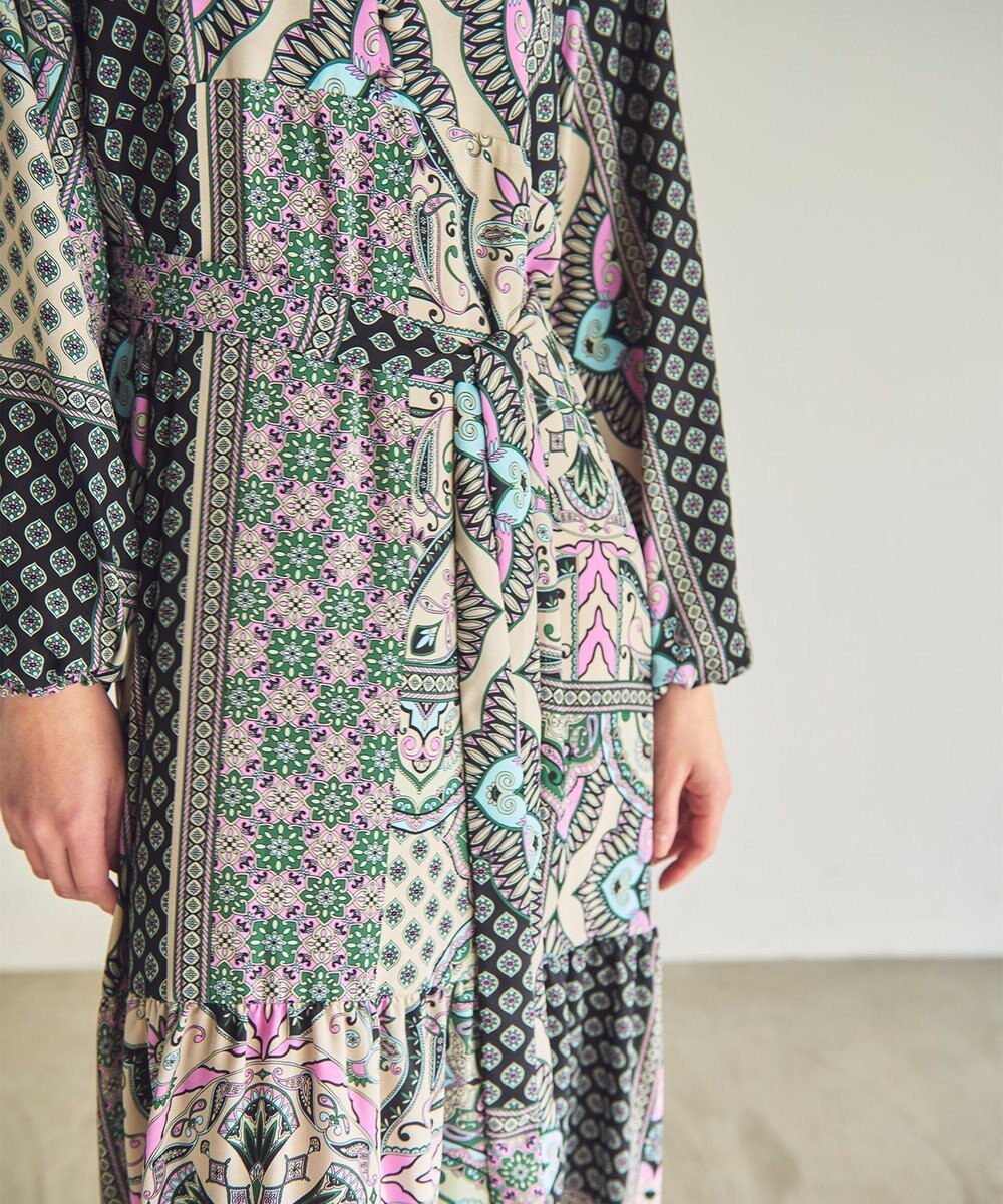 GRACE CONTINENTAL カフタンプリントロングワンピース 