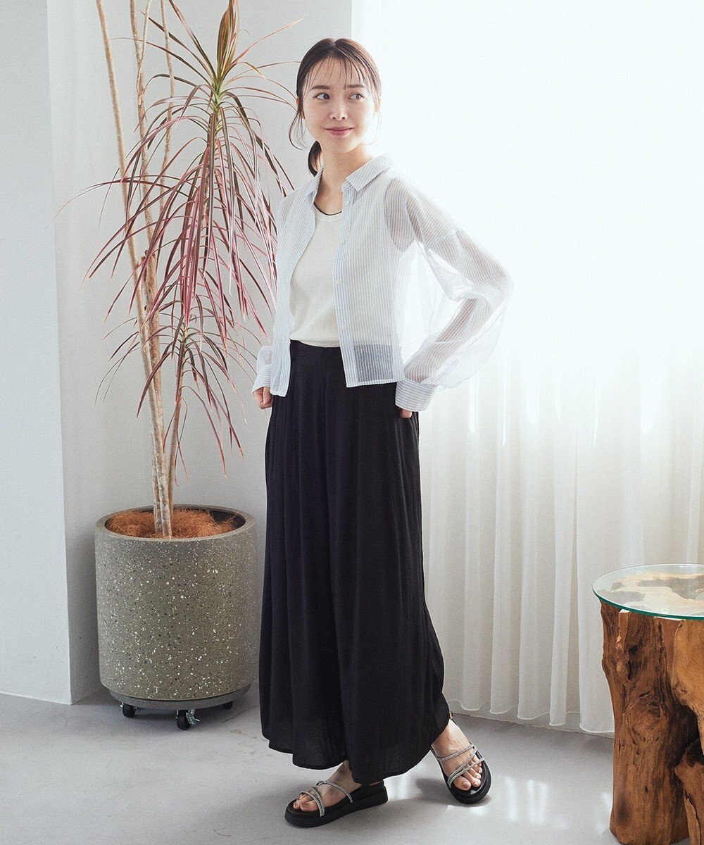 earth music&ecology メッシュストライプショートシャツ 