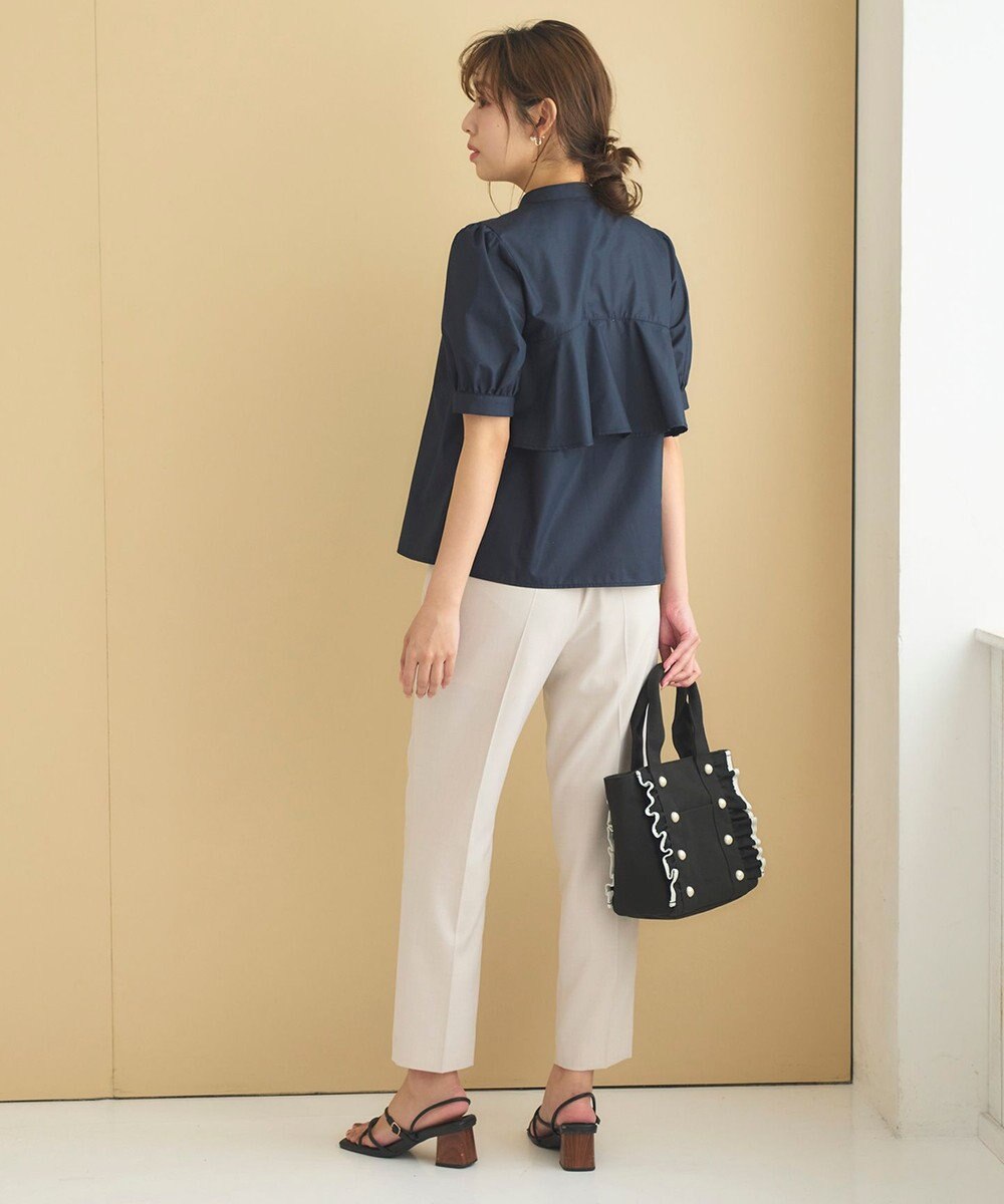 Feroux 【洗える】バンドカラーパールボタン ブラウス 