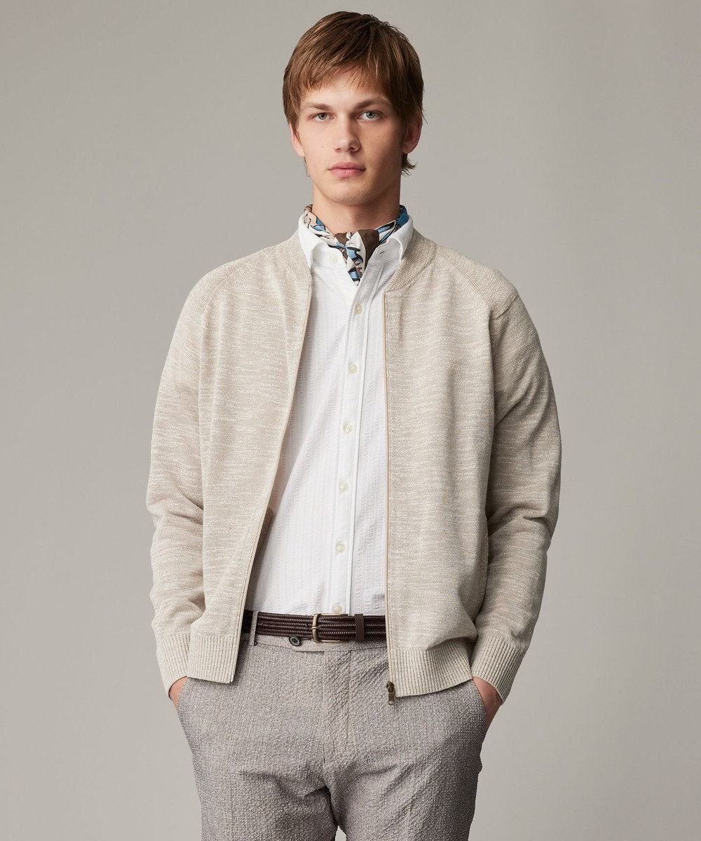 JOSEPH ABBOUD 【イタリア糸使用/清涼感/軽い/洗える/サスティナブル】スラブギマ ニット  ジップ ブルゾン 