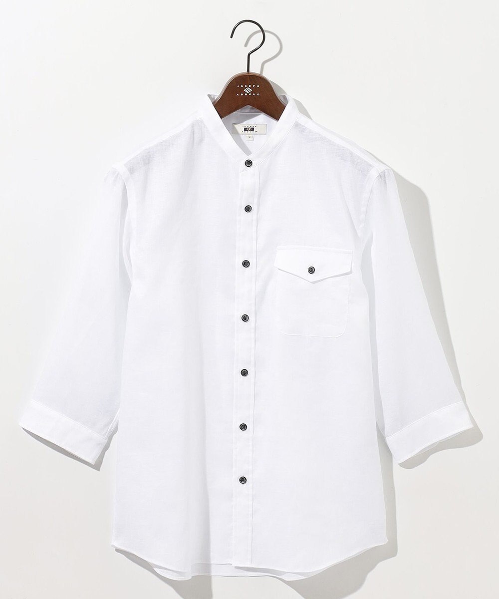 JOSEPH ABBOUD 【麻100％・軽い・涼しい】 モイスチャーリネンバンドカラーシャツ 