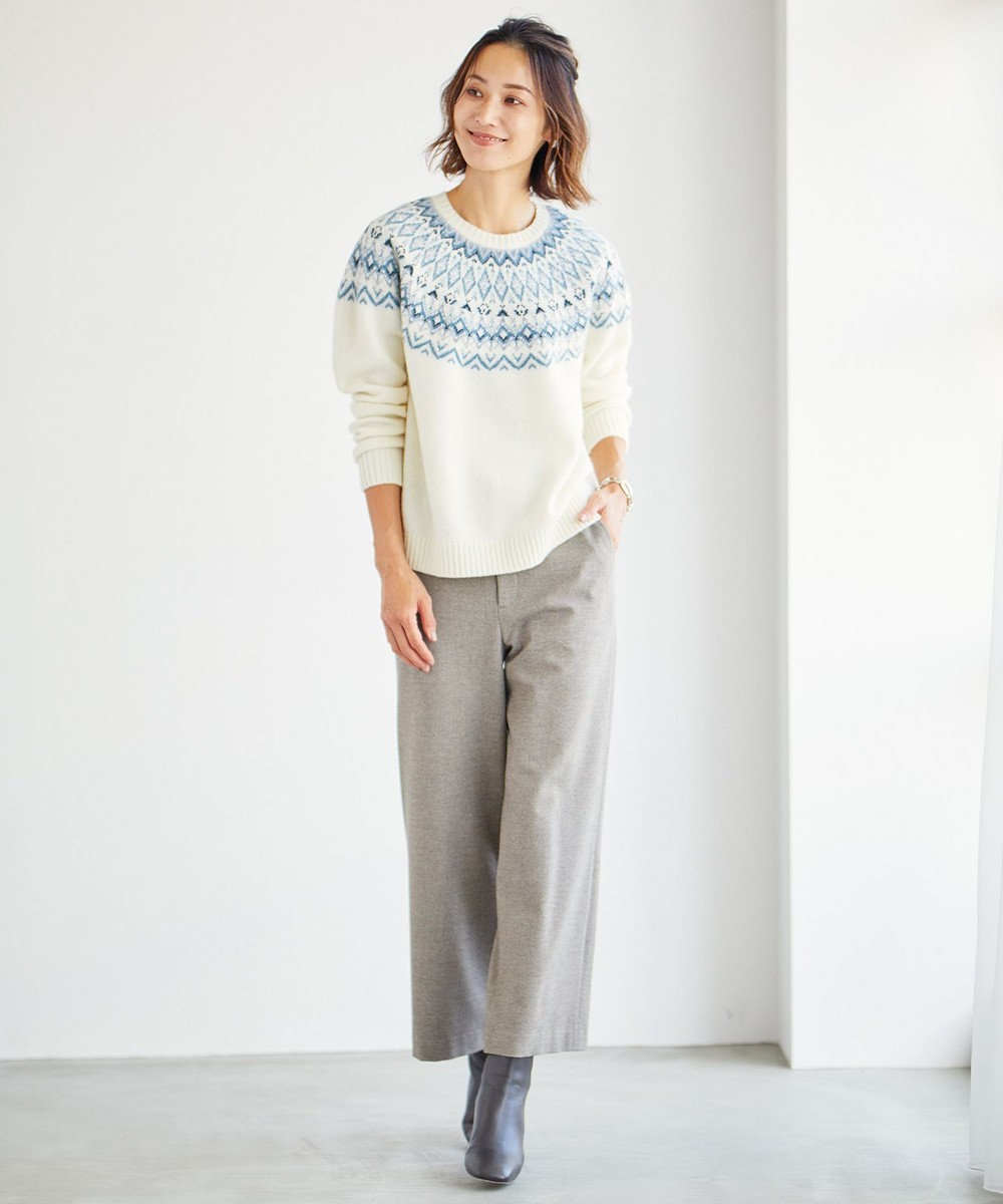 J.PRESS LADIES 【洗える】チェルビック セミワイド パンツ 