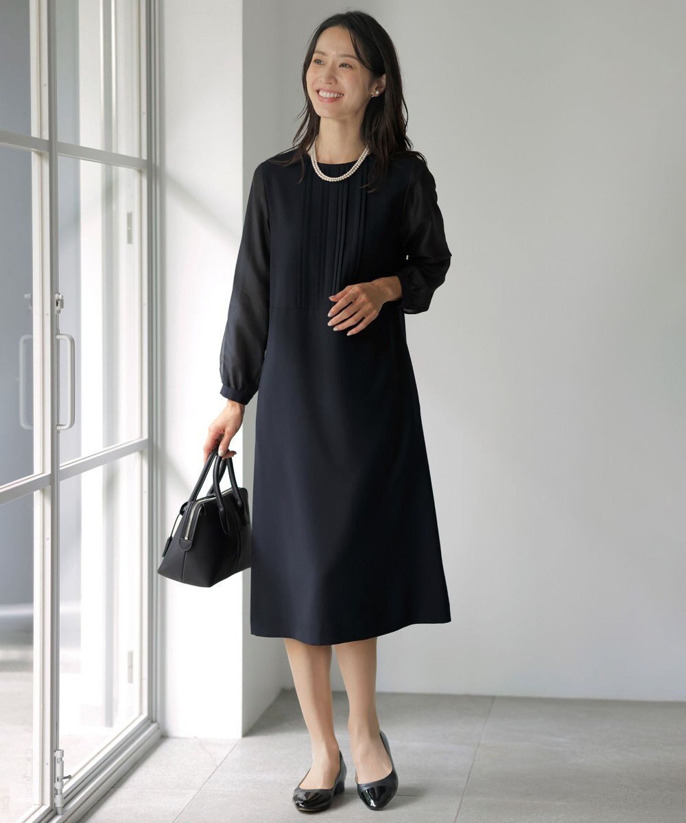 J.PRESS LADIES 【洗える】ノルディス2wayジョーゼット タックディテール ワンピース 