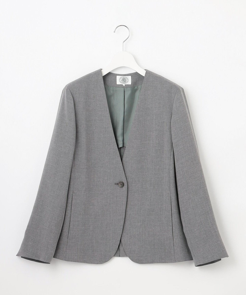 J.PRESS LADIES 【セットアップ対応】MELANGE ライトツイル ノーカラー ジャケット 