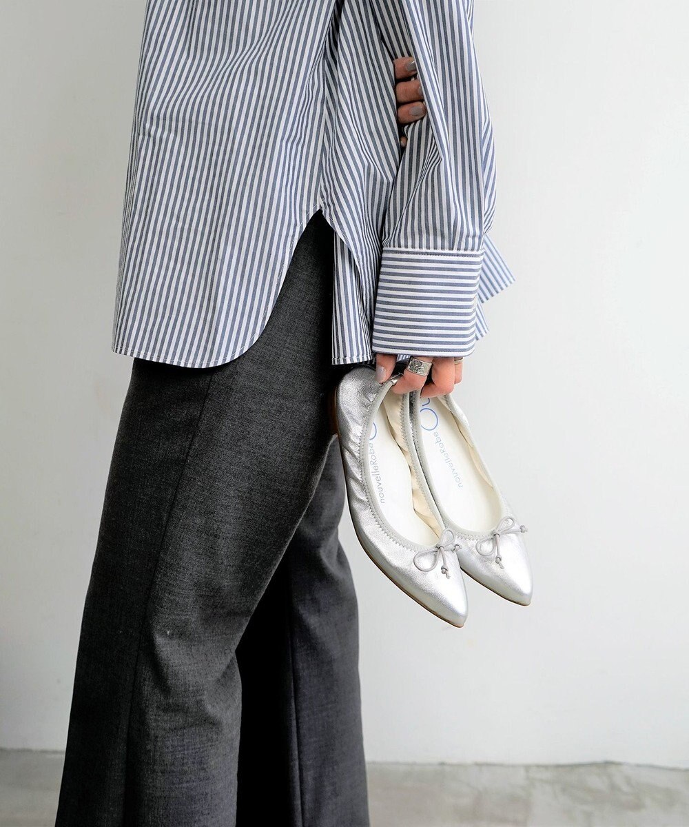 nouvelleRobe Oū 【本革・高反発】Pointed ポインテッドトゥ メタリックバレエシューズ 