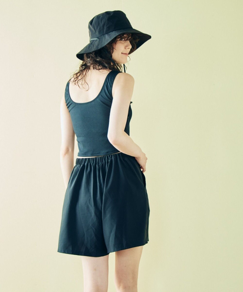 San-ai Resort（三愛水着楽園） 【WEB限定】5点セット バケットハット付きUVカット リブタンキニ+ラッシュガードセット水着【BeachQueen(ビーチクイーン）】 