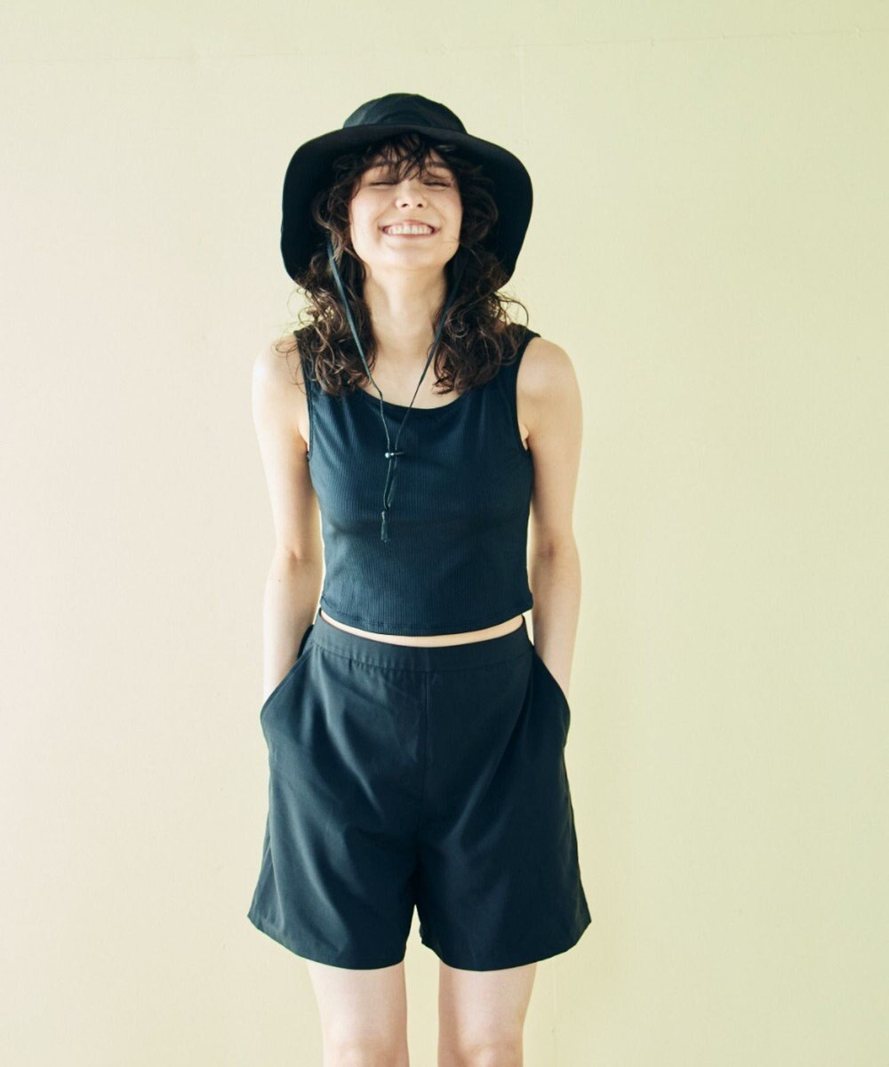 San-ai Resort（三愛水着楽園） 【WEB限定】5点セット バケットハット付きUVカット リブタンキニ+ラッシュガードセット水着【BeachQueen(ビーチクイーン）】 