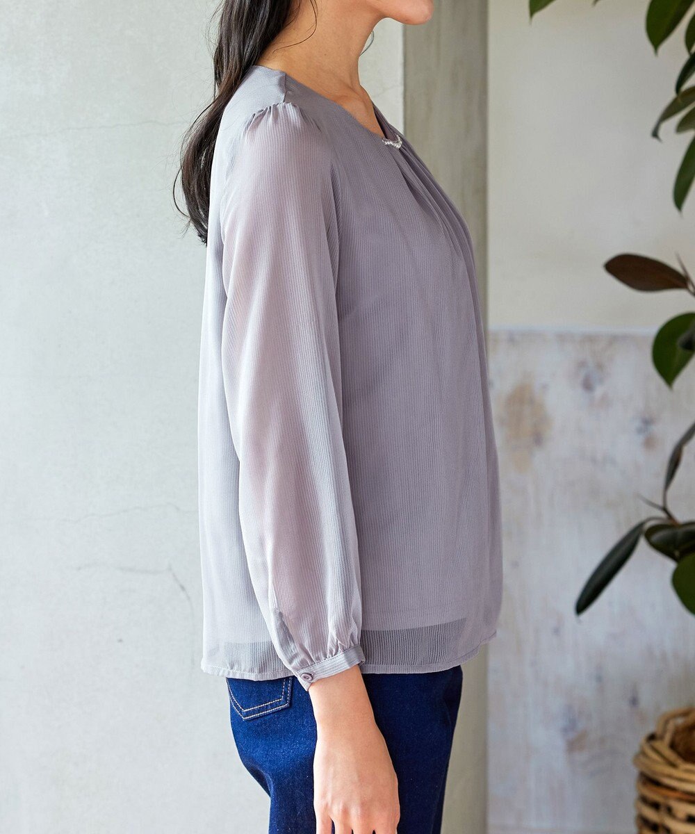 Tiaclasse L 【洗える】ドビーシフォンパールブラウス 