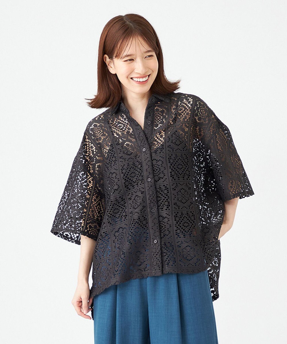 SHARE PARK LADIES オーバーサイズレースシャツ 