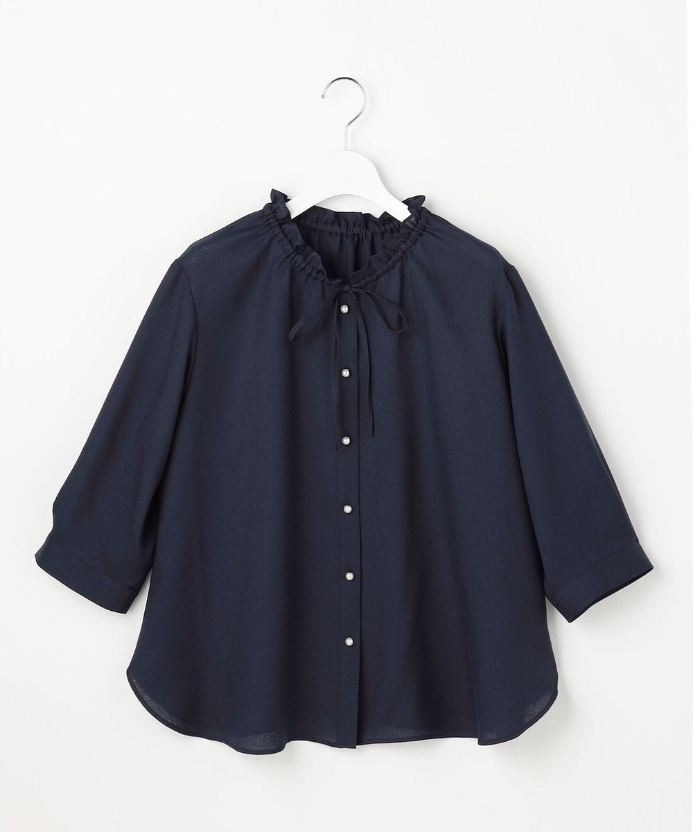ANY SIS L 【2WAY】スムージーポリエステル フリルネック ブラウス 