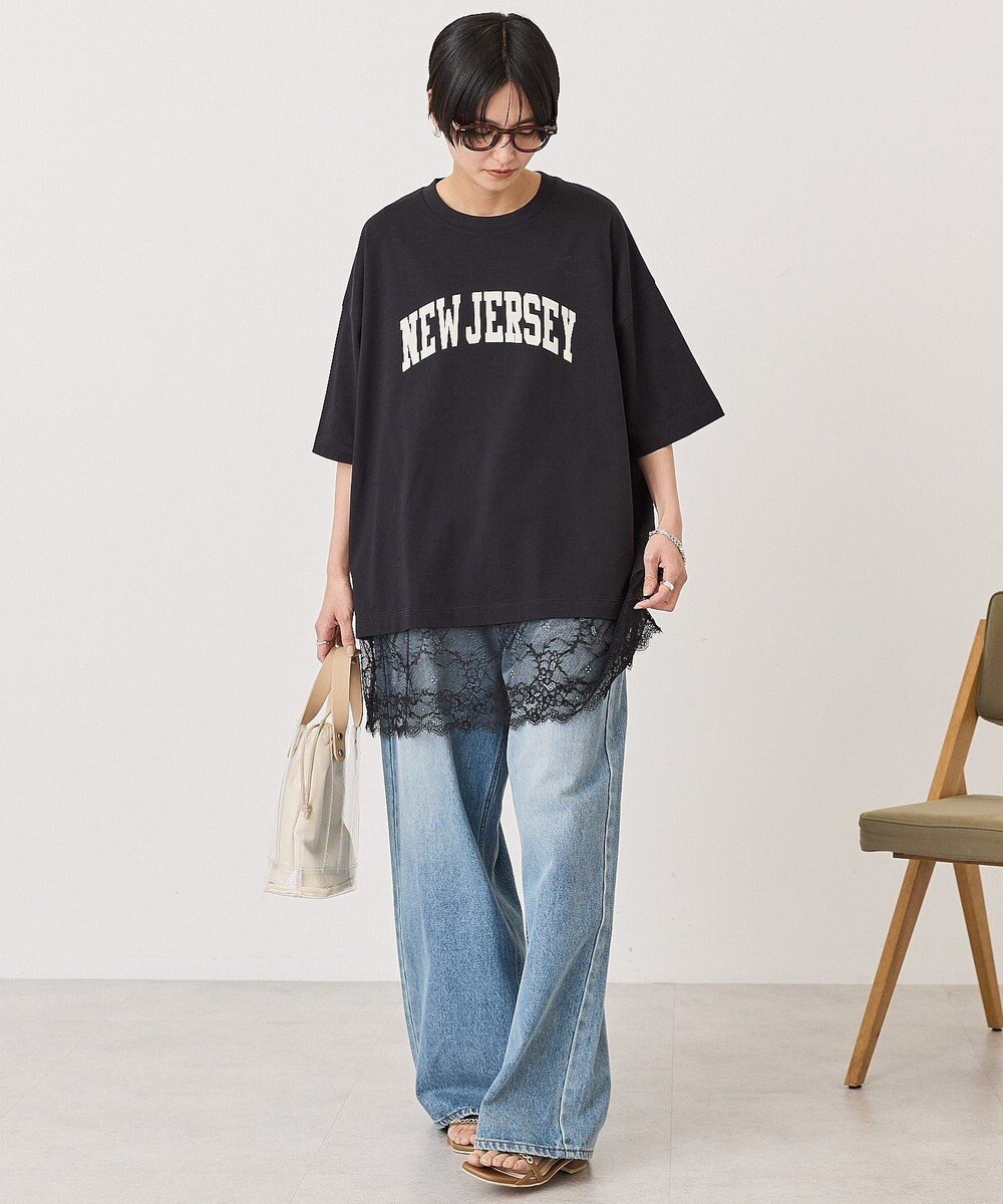 AMERICAN HOLIC カレッジロゴレースドッキングＴシャツ 