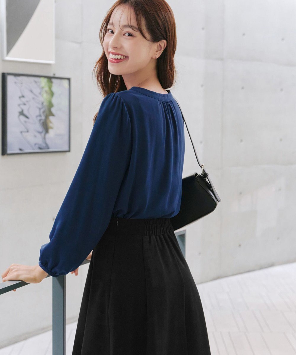 Tiaclasse 【スマート裏起毛】 ボウタイ風ブラウス 