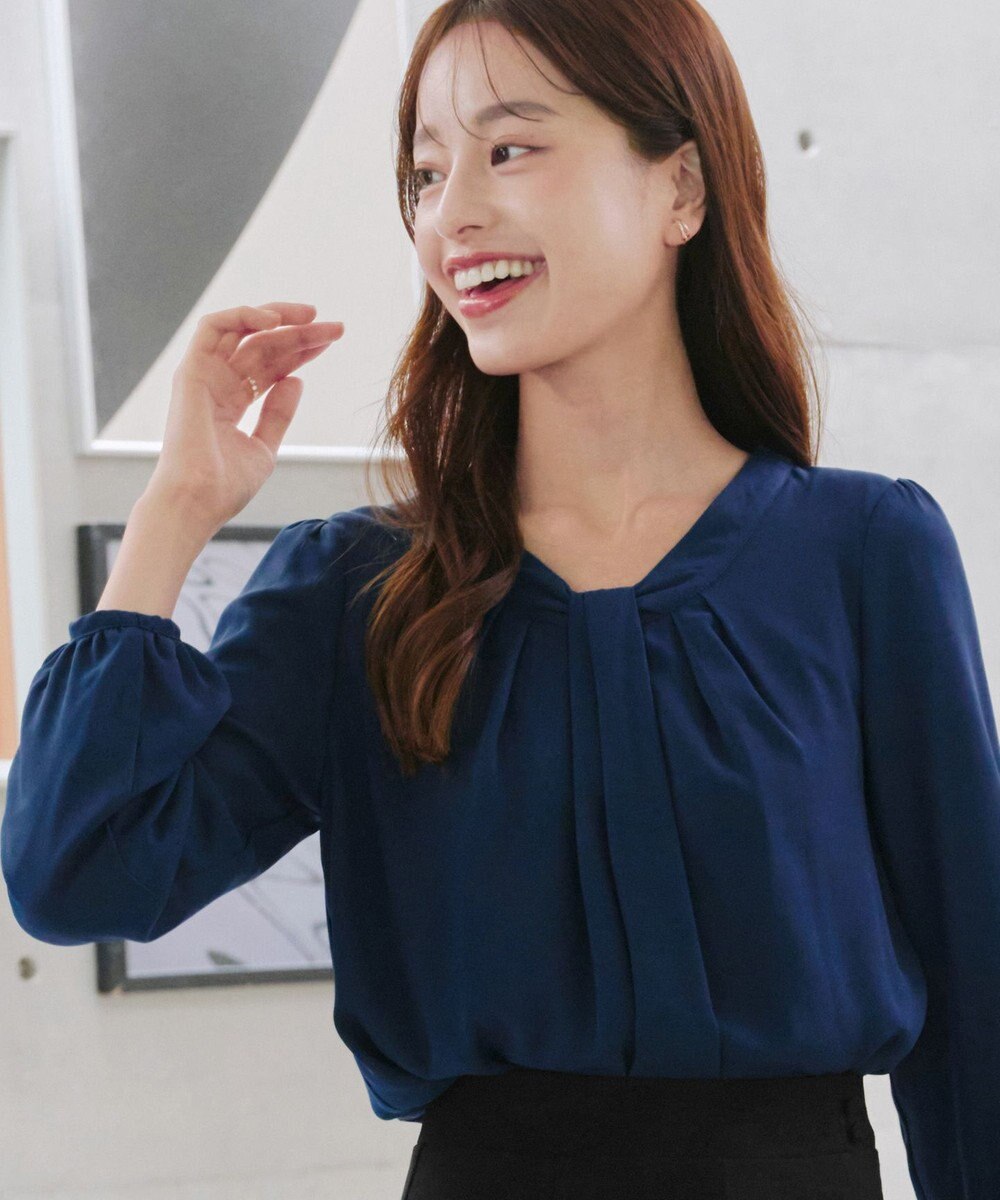 Tiaclasse 【スマート裏起毛】 ボウタイ風ブラウス 