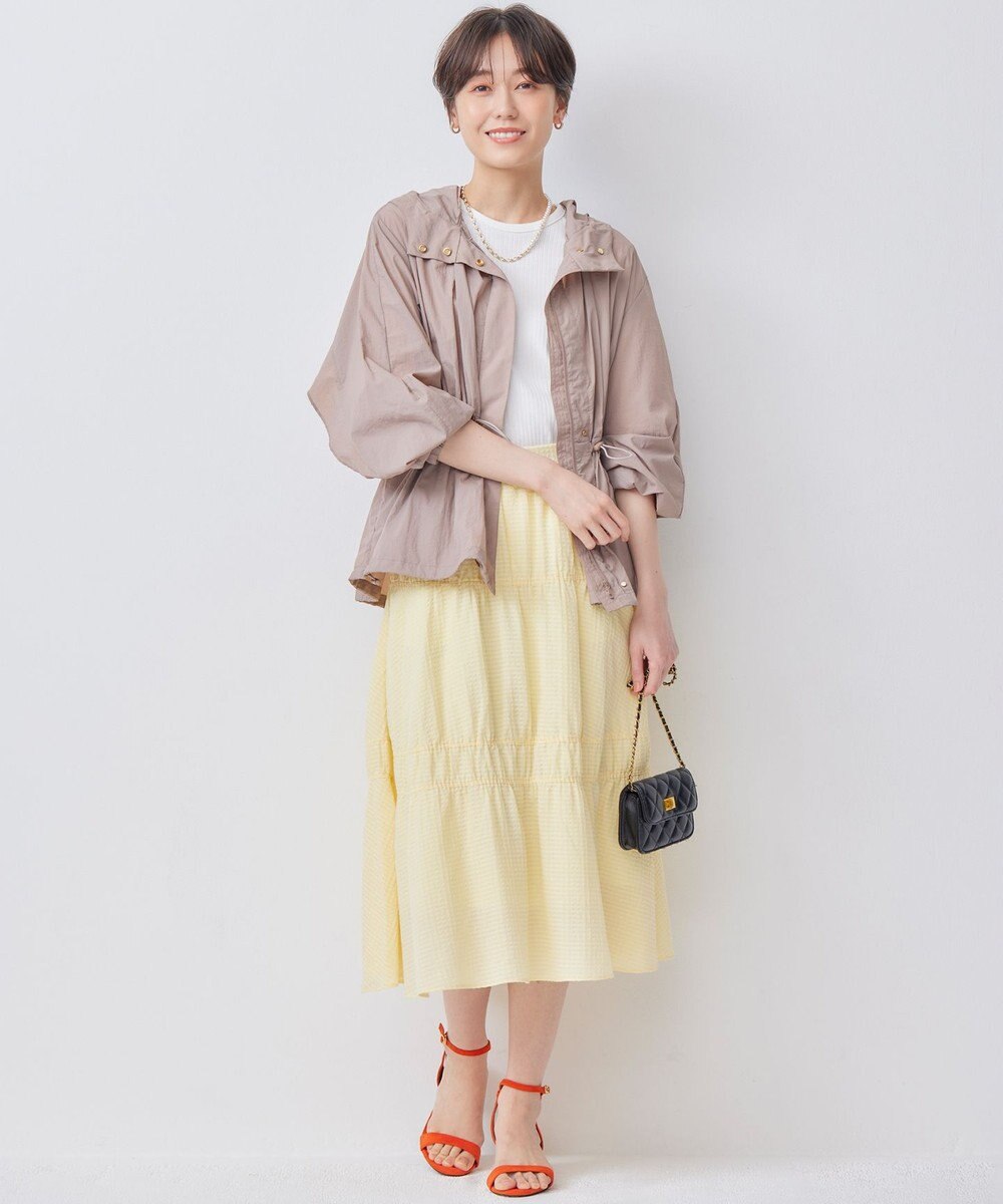 組曲 L 【WEB限定】ステッチストライプドビー ギャザースカート 