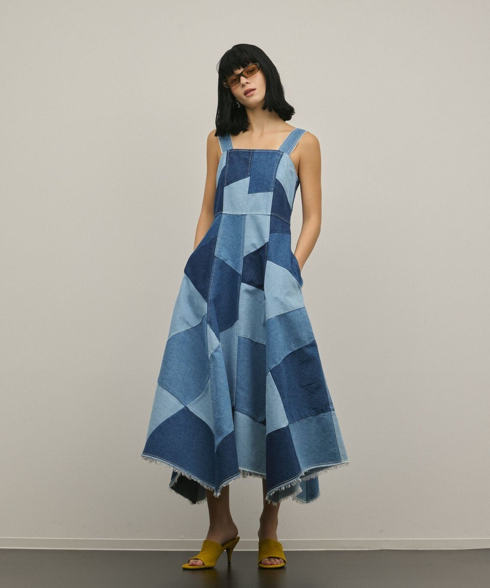 GRACE CONTINENTAL パッチワークデニムワンピース 