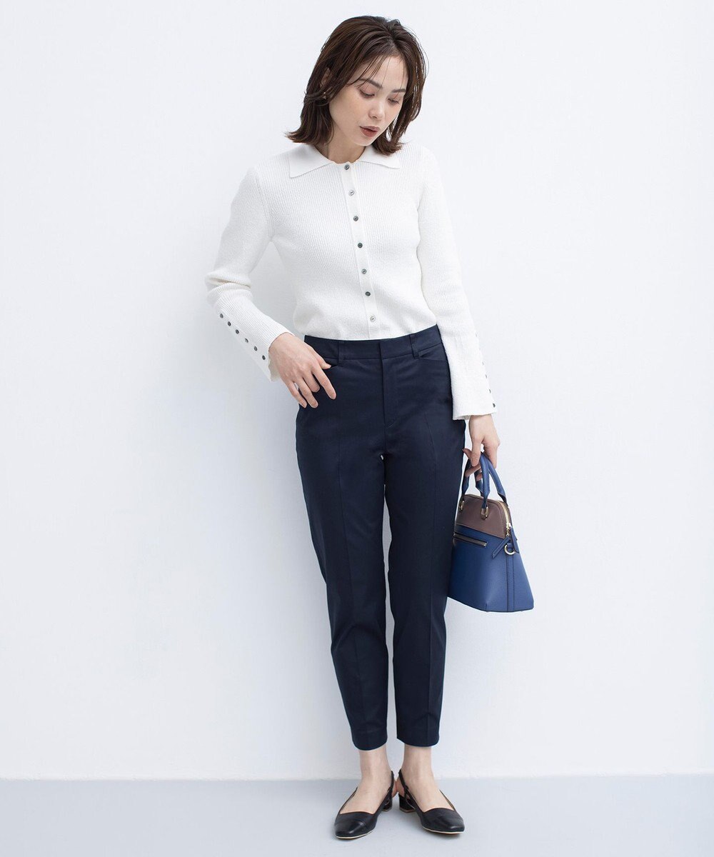 組曲 【WEB限定】サテンストレッチ クロップドパンツ 